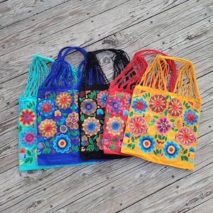 Artisanal Handwoven Mexican Floral Tote Bag, Eco-friendly bag, Groceries Bag, Boho bag, Embroidered tote bag,