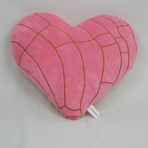 Strawberry Pink Concha Heart Pillow, Decorative pillow, Travel pillow, Mexican novelty gift, pan dulce