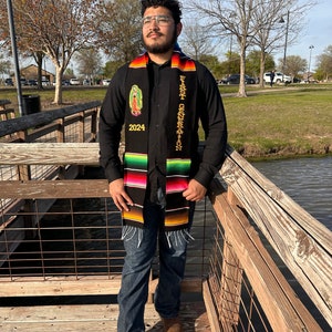 Estola de graduación mexicana, estola de Sarape, estola Virgen de primera generación, clase de 2024, estola de Sarape personalizada, faja personalizada