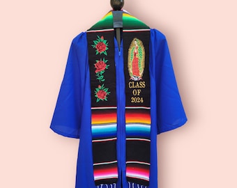 Étole de remise des diplômes mexicaine, étole de sarape, étole de fleurs, promotion 2024, étole de la Vierge de Guadalupe