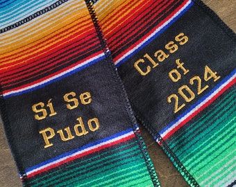 Custom Sarape graduation stole, saltillo sash,class of 2024, personalized stole, Mexican graduation stole, senior sash, estola de graduación