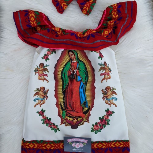 Virgen De Guadalupe Dress With Bow Our Lady of Guadalupe - Etsy Virgen De Guadalupe Dress With Bow Our Lady of Guadalupe - Etsy