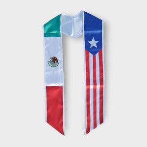 Estola de Graduación de México/Puerto Rico, Estola Boricua, Primera Generación, Clase de 2024, faja de graduación, estola de satén