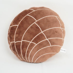 Brown Chocolate Concha Pillow, Decorative pillow, Travel pillow, Mexican novelty gift, pan dulce