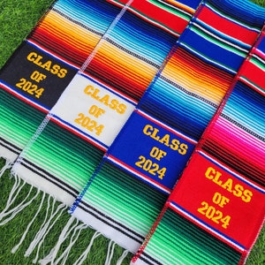 Mexican graduation stole, Class of 2024, Sarape stole, sarape sash