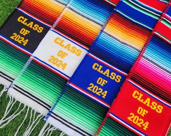 Étole de remise des diplômes mexicaine, promotion 2024, étole en sarape, ceinture en sarape