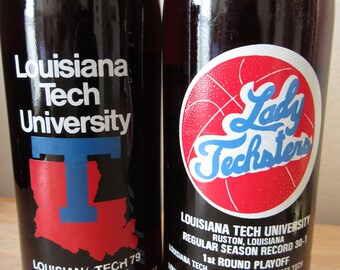 Lot / 2 Louisiana LADY TECHSTERS - Coca Cola Flaschen - 1981-2 "1st Women ECAA" - Im Verkauf + kostenloser Versand