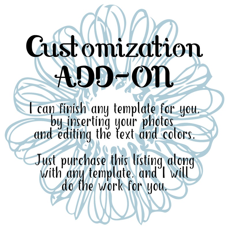 Customization ADD-ON | Customized Digital Templates Add-on - Etsy