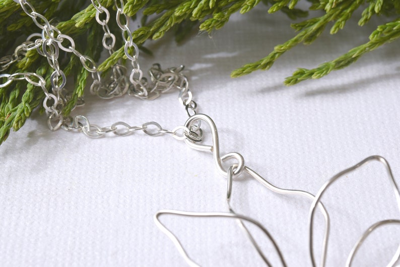 Silver Flower Pendant Wire Wrapped Flower