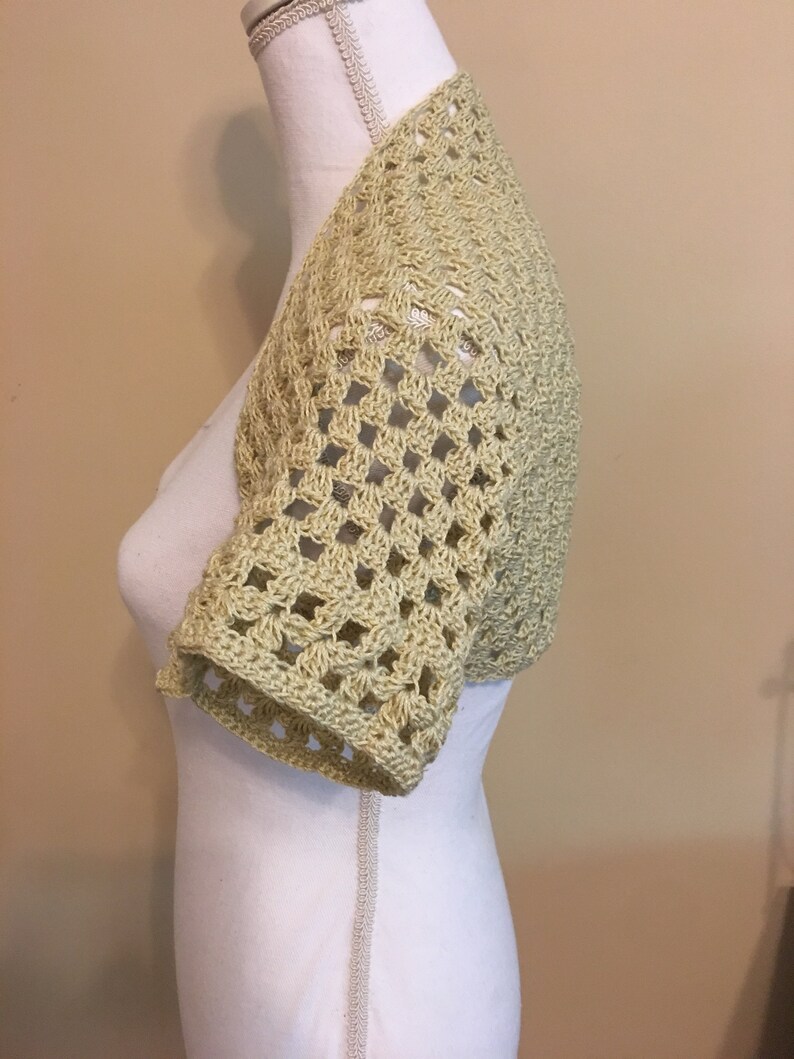 Open Weave Crochet Shrug in Beige Etsy