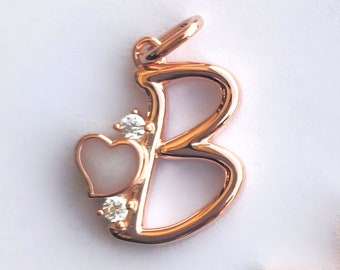 Rosévergulde letterhanger met sierlijk hart van melk - DIY-sieradenpakket, aandenken