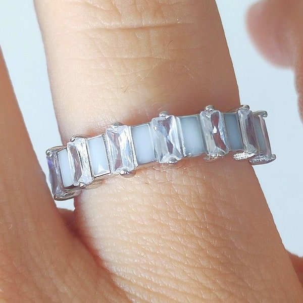 DIY Baguette Breastmilk Ring Band | 925 silver half band | stackable Breastmilk ring | DIY Breastmilk jewelry kit | keepsake Jewelry