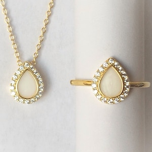 DIY Gold Teardrop 2-piece set | Breastmilk Ring & Necklace | 925 silver, gold plated | DIY Breastmilk jewelry kit | keepsake Jewelry