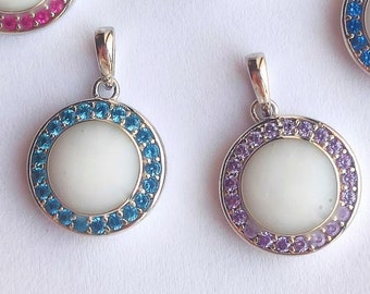 Birthstone Halo Sterling Silver Milk Pendant DIY Kit, keepsake jewelry