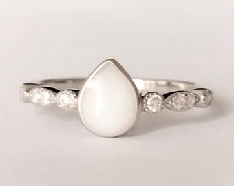 Anillo Artdeco con forma de lágrima y forma de leche, anillo de plata de ley 925, kit para crear joyas con forma de leche, joyas de recuerdo, joyas conmemorativas