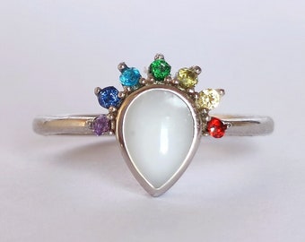 Rainbow Crown milk Ring: 925 Sterling Silver DIY Kit, keepsake jewelry