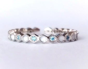 Birthstone Milk Ring Band: 925 Silver Honeycomb, DIY jewelry kit, keepsake jewelry