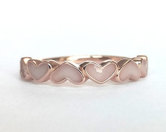 DIY Milk Hearts Ring Band, Rose Gold Plated Sterling Silver, DIY jewelry Kit, keepsake jewelry