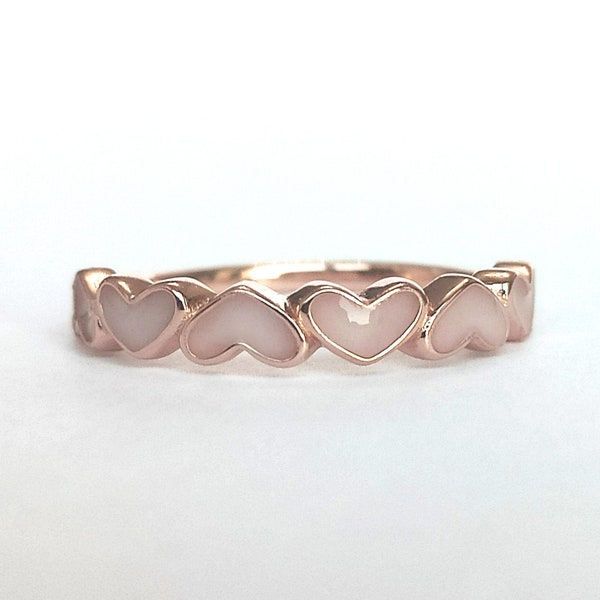 Breastmilk Hearts Ring Band, 925 sterling silver ring, rose gold plated, stackable Breastmilk ring, DIY Breastmilk kit, Breastmilk Jewelry