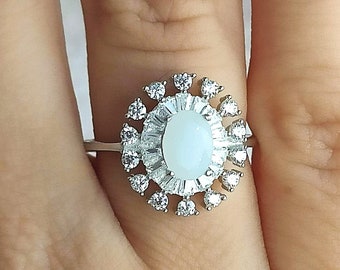 Oval milk Ring DIY Kit: 925 Sterling Silver, CZ Stones, keepsake jewelry
