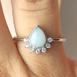 Teardrop Crown Breastmilk Ring, Dainty Pear Ring, 925 silver breastmilk ring, DIY Breastmilk kit, keepsake Jewelry, Breastmilk jewelry