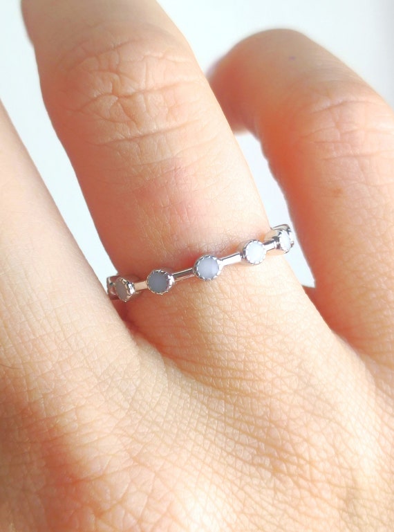 DIY Dainty Milk Dots Breastmilk Ring Band Sterling Silver