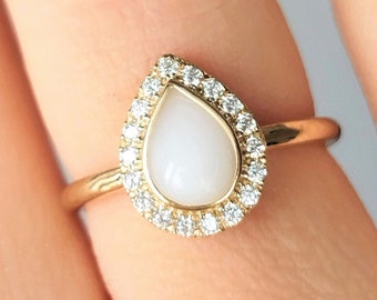Gold Plated Teardrop milk Ring: DIY Jewelry Kit, keepsake jewelry