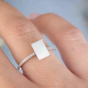 Rechthoekige solitaire melkring: 925 sterlingzilver, bouwpakket, aandenken