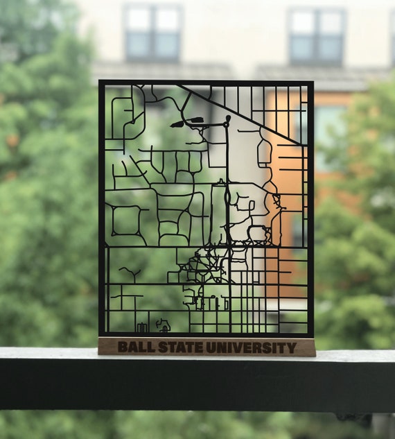 Ball State University Campus Cut Map Laser Cut Gift Etsy