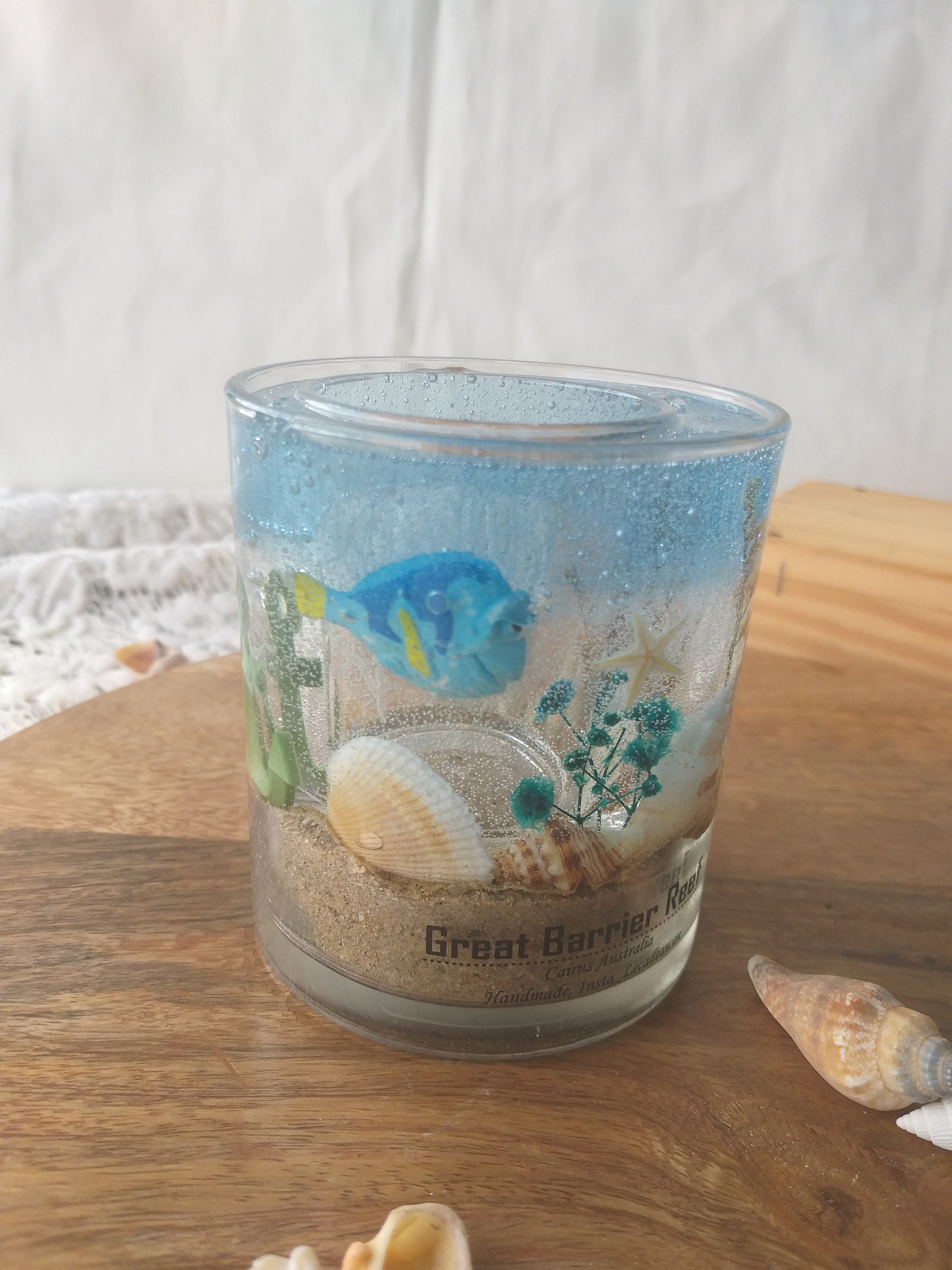 Ocean Candle Holder / Beach Candle Holder / Under Water Scene Etsy