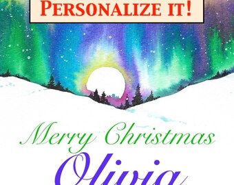 CUSTOM holiday magnet or card! Choose your festive message, choose watercolor background & font, personalize it! Small Christmas gifts