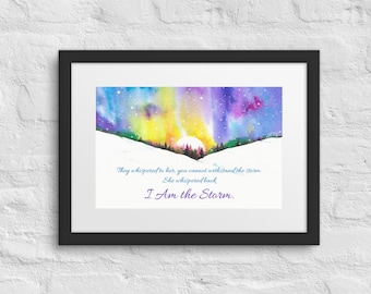 Impression de femmes fortes, décoration artistique inspirante pour femmes, affiche encadrée Je suis la tempête, affirmation positive, affiche girl power, tempête édifiante 12 x 16"