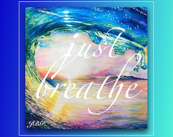 BREATHE fridge magnet, CUSTOM mindfulness magnet, Meditation reminder, Just Breathe, Present moment power, Yoga gift, Be Present, We are One