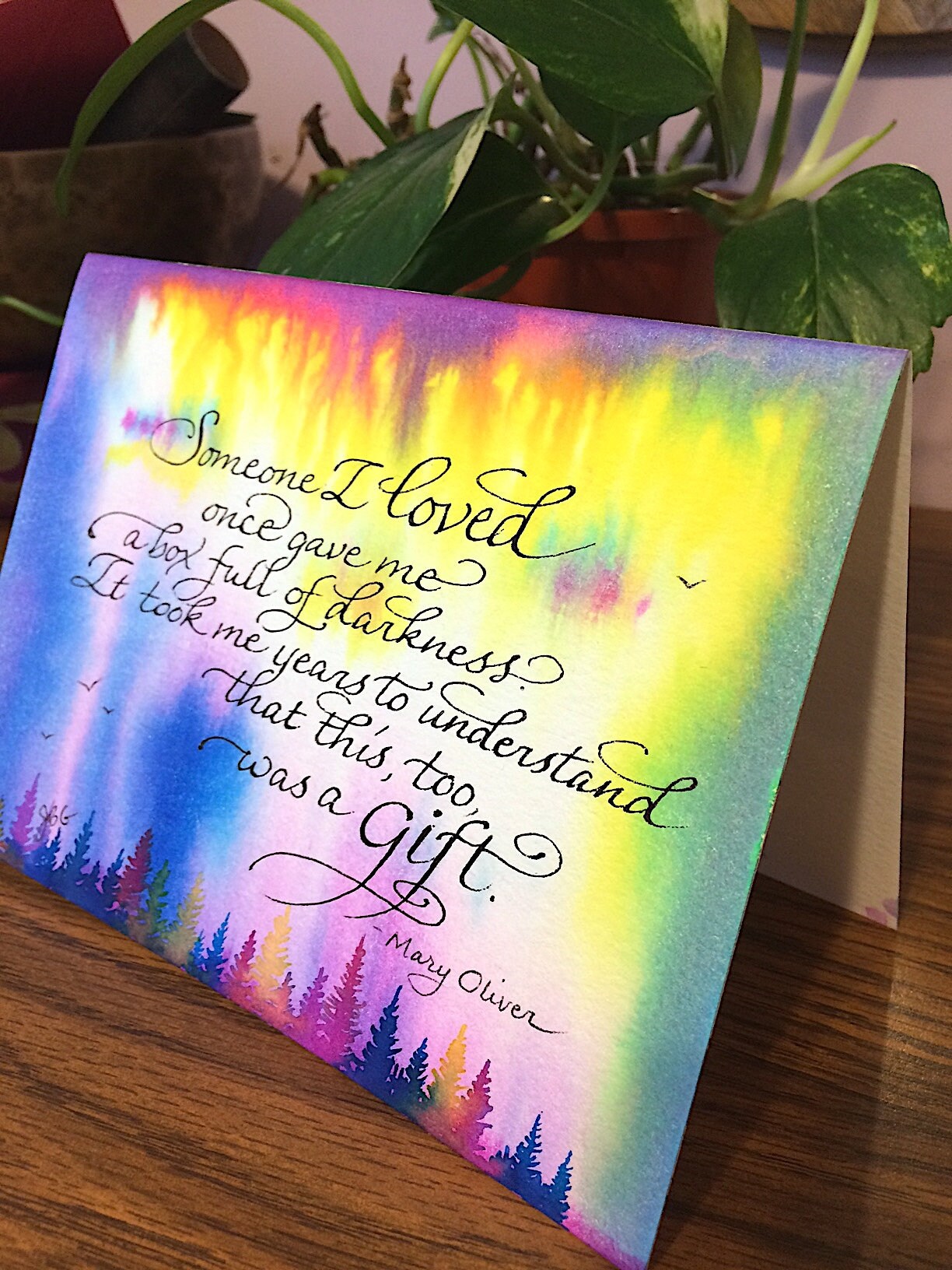 Watercolor Hand Painted Cards Inspirational Quote Blank Etsy