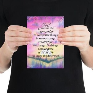 Póster "Dios, concédeme la oración de la serenidad", impresión del programa de 12 pasos, lema de Alcohólicos Anónimos, sabiduría para reconocer la diferencia, impresión de Bill W.