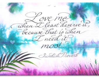 Colorful hand painted card, 5x7 watercolor quote card, colorful quote card, spiritual quote card