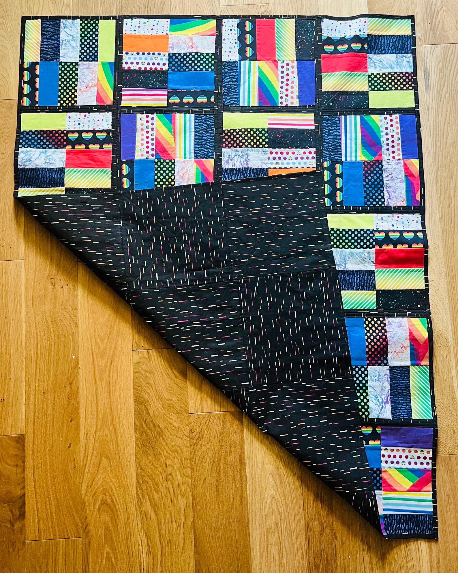 Colorful Throw Patchwork Quilt / Lap Quilt / Baby Floor Play Mat ...