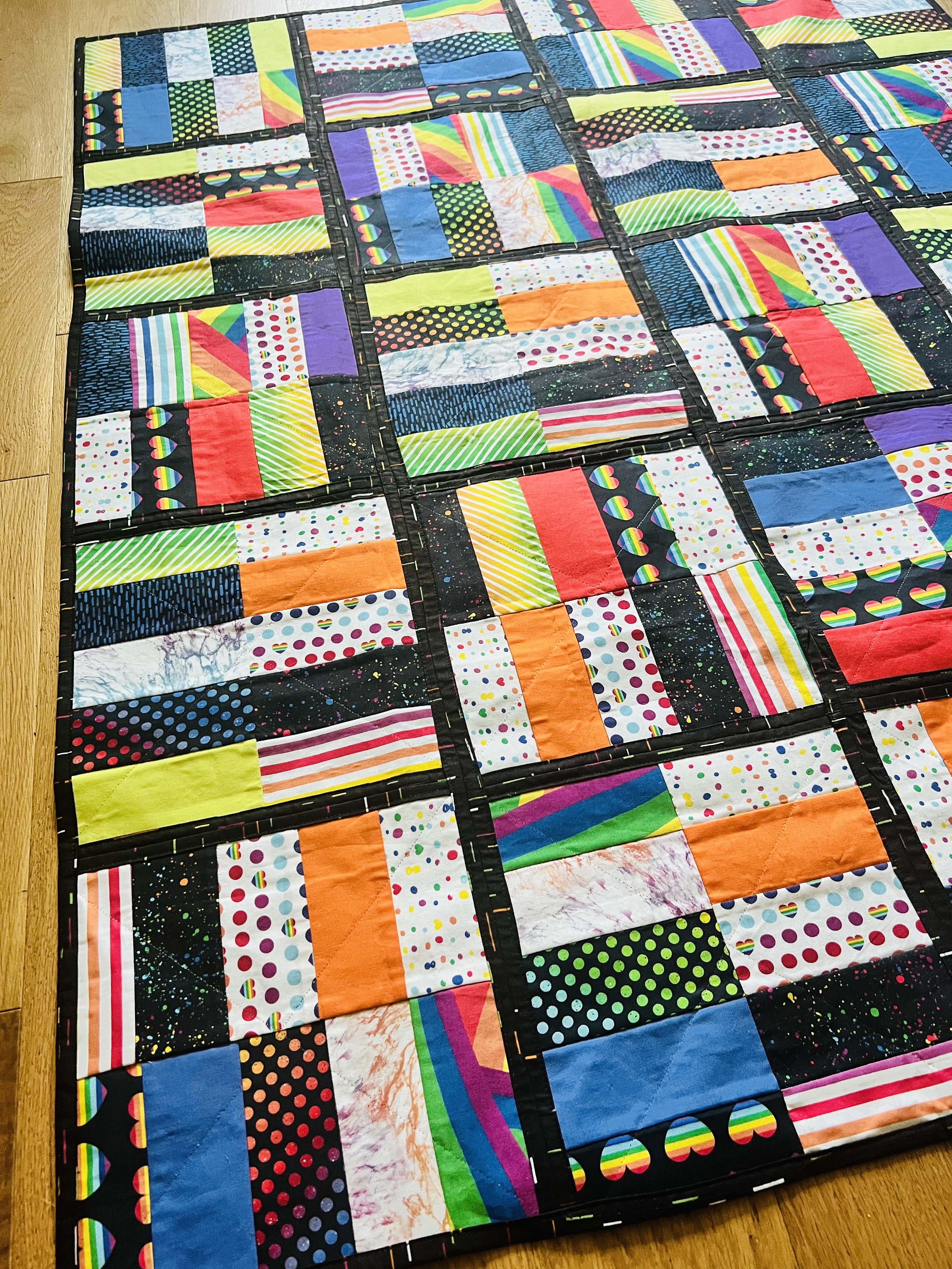 Colorful Throw Patchwork Quilt / Lap Quilt / Baby Floor Play Mat ...
