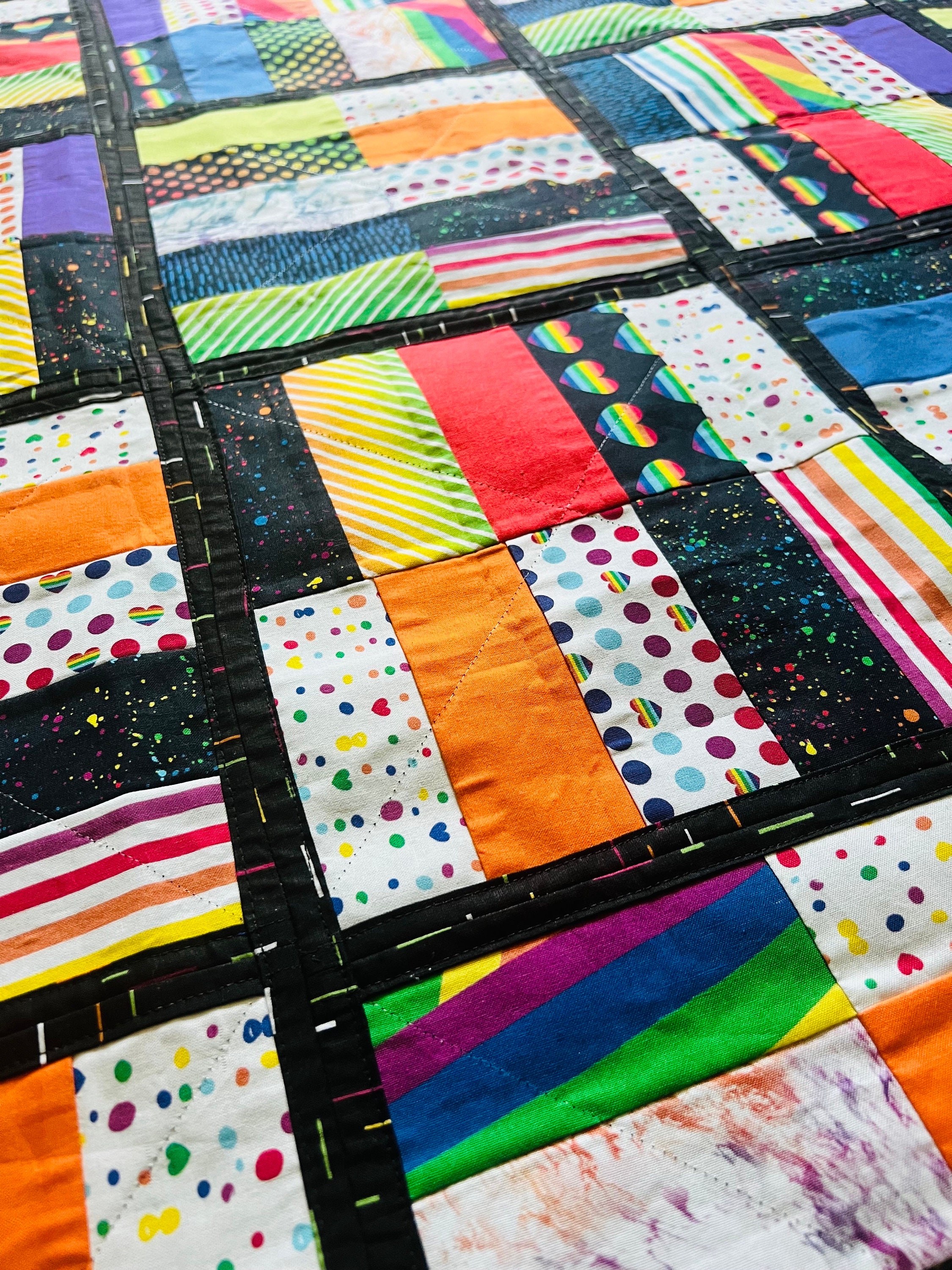 Colorful Throw Patchwork Quilt / Lap Quilt / Baby Floor Play Mat ...