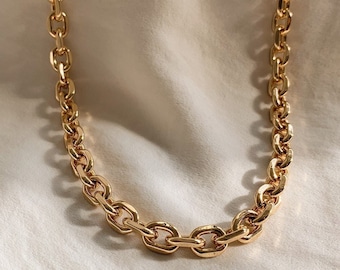 Gold Chunky Chain Necklace, Gold Link Chain Necklace, Gold Chain Necklace, Thick Gold Chain, Large Link Necklace, Link Chain Necklace