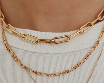 Link choker, paperclip ketting, gouden ketting, goud gevulde ketting, gouden ketting ketting, gouden ketting link ketting, dikke ovale link ketting