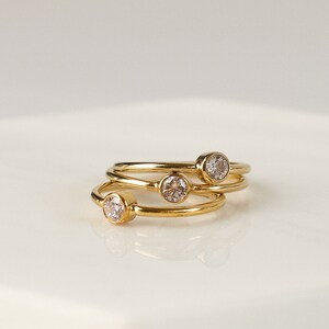 CZ Diamond Ring, Diamond Stacking Ring, Gold Diamond Ring, Stackable Gold Rings, CZ Birthstone Ring image 2