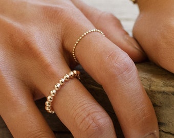 14k Gold Filled Ring, Gold Filled 3mm Beaded Ring, Gold Stacking Ring, Thick Beaded Gold Stacking Ring, Thick Gold Bead Ring