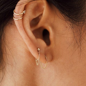 Chain Hoop Earrings, Gold Hoop Earrings, Chain Earrings, Hoop Earrings, Dainty Jewelry, Thread Earrings, Gold Filled Earrings image 1