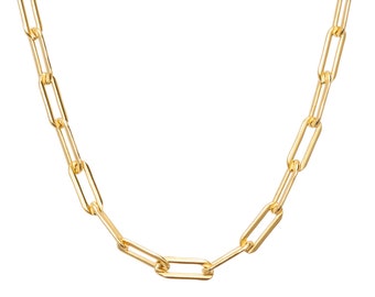 Link Choker, Büroklammer Kette, Gold Halskette, Gold gefüllt Halskette, Gold Kette Halskette, Gold Kette Gliederkette, Dicke Gliederkette
