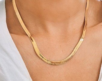 FLASH SALE** Herringbone Chain Necklace, Gold Chain, Herringbone Necklace, Herringbone Gold Necklace, Gold Flat Chain