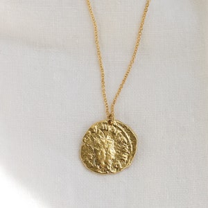 Gold Necklace, Medallion Necklace, Pendant Necklace, Coin Medallion Necklace, Gold Medallion Necklace, Gold Coin Pendant, Medallion Coin image 3