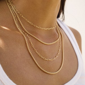14k Gold Filled Necklaces, Gold Filled Necklace, Paperclip Chain, Link Chain, Box Chain, Venetian Chain, Chain Necklaces, Layering Necklaces