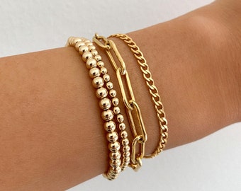 Paperlink Chain Bracelet, Gold Bracelet, 14k Gold Filled Bracelet, Gold Layering Bracelet, Link Chain Bracelet, Bold Gold Chain Bracelet