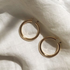 Gold Filled Hoop Earrings, Gold Filled Earrings, Gold Filled Hoops, Thick Gold Hoop Earrings, Chunky Hoop Gold Fill, Gold Hoop Earrings 14K image 4